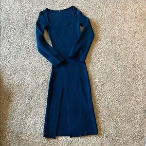 Target Blue Long Sleeve Square Neck Sheath Maxi Dress